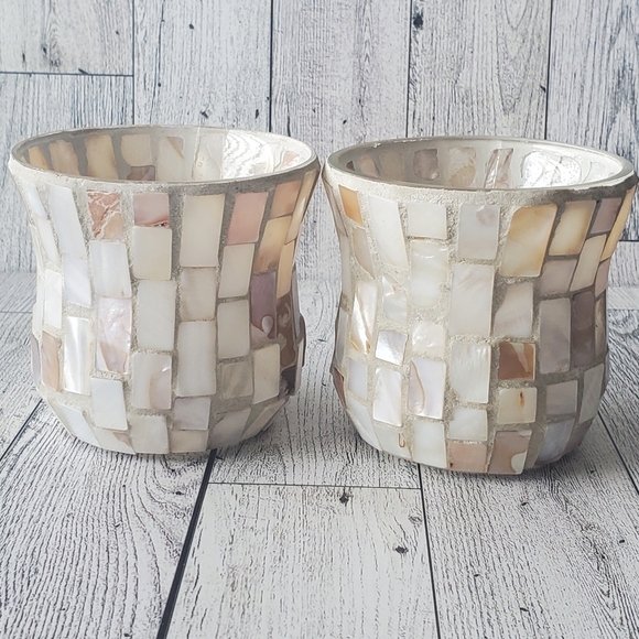 Set of 2 Yankee Candle Mosaic Glass Pearl Candle holders. - Picture 3 of 11